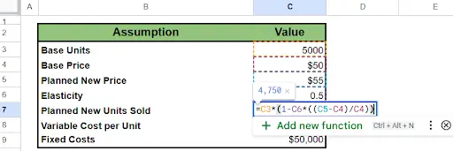 What-If Analysis: How to Model Financial Scenarios and Make Smarter Business Decisions 2 An example of factoring in the price elasticity of demand in Google Sheets