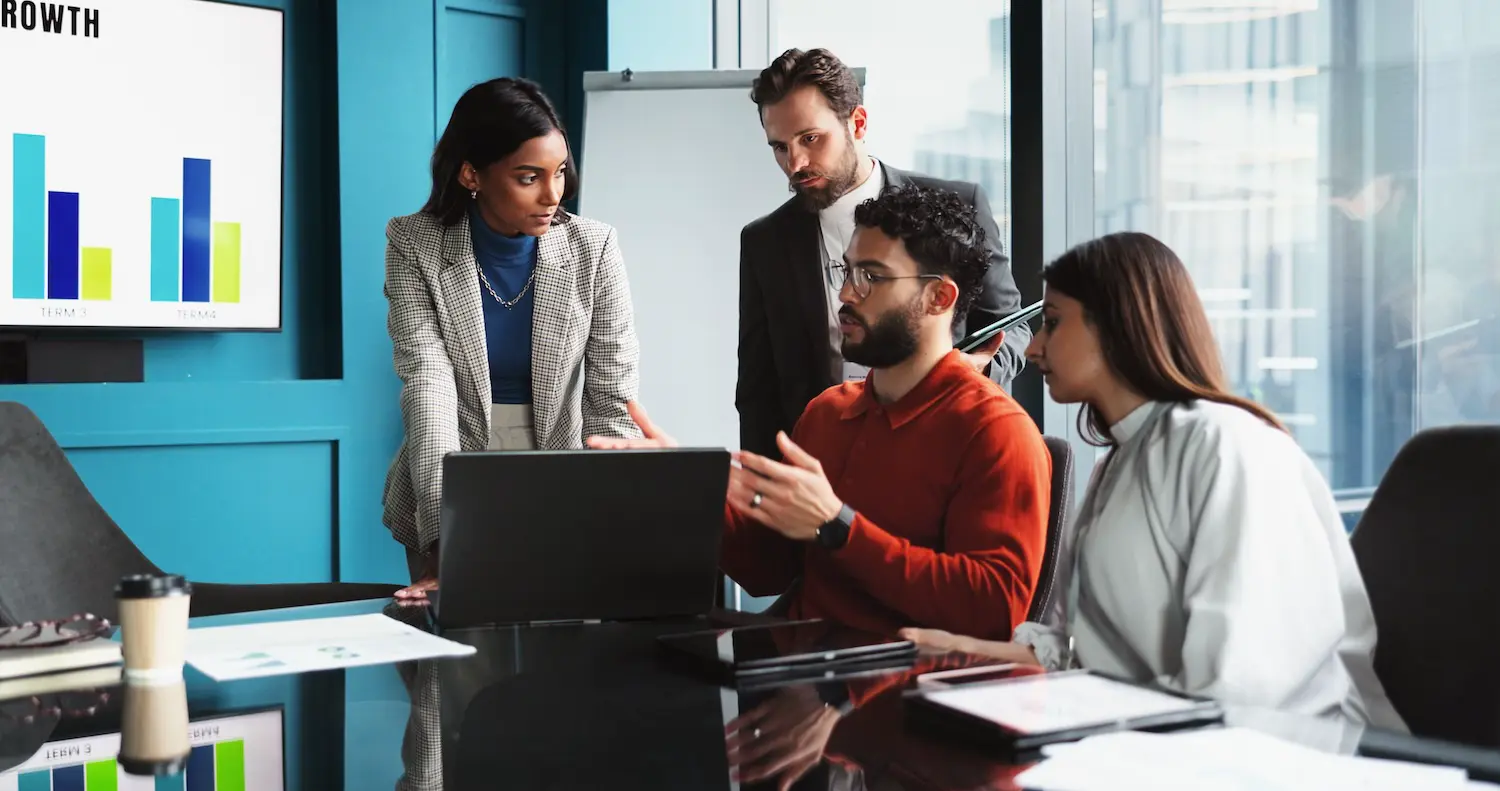 A finance team holds a meeting